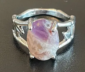 Purple amethyst S925 silver ring size 8 thumbnail 1