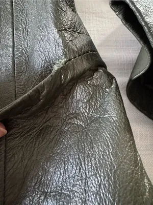 Bagatelle Olive Green Long Leather Jacket, size 14 thumbnail 16