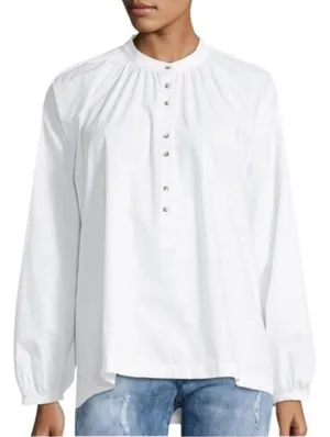 Free People Oversize White Peasant Blouse Long Blouson Sleeves thumbnail 1
