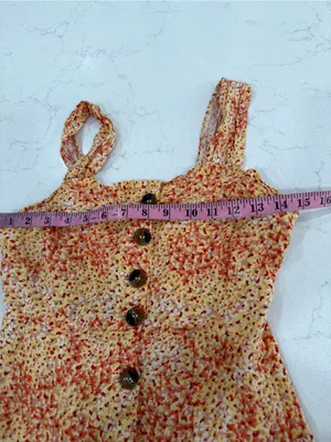 Japna Orange Floral Button-Front Midi Dress thumbnail 8
