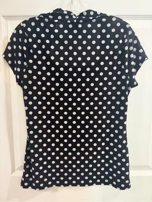 Hot Topic Black and White Polka Dot Short Sleeve Top Size LG thumbnail 4