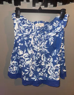 Abercrombie 2000s Floral Blue Tube Top thumbnail 1