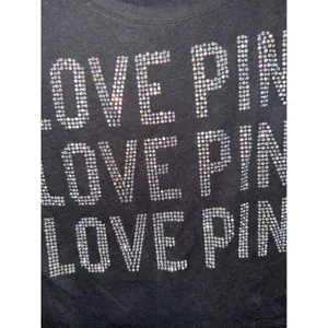 Victoria's Secret PINK Black Rhinestone Love Pink Crop Graphic Tee S Y2k Bling thumbnail 2