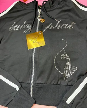 NWT Black Baby Phat Rhinestone Hooded Cropped Zipper Sweater thumbnail 3