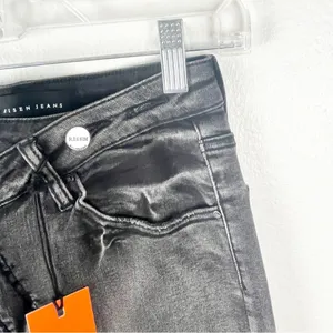 RISEN High Rise Crossover Released Frayed Hem Two Tone Black Wash Denim Jeans 25 thumbnail 13