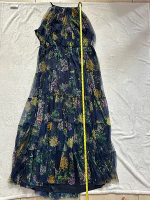 Lovely Grace Floral Tiered Maxi Dress Blue Size 3X Sleeveless Mesh Overlay Boho thumbnail 3