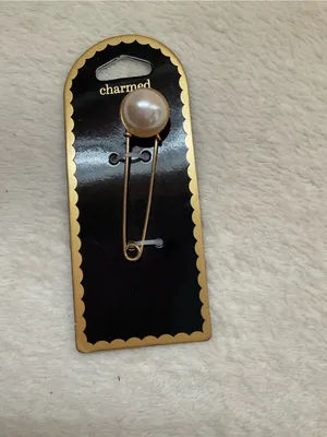 Charmed Faux Pearl Gold-Tone Safety Pin Brooch thumbnail 4