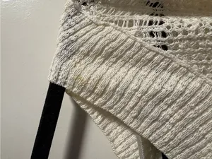 Free People Sweater Womens Large Cream Striped Open Knit Boho Scoop Neck Pullo thumbnail 5