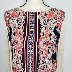 Stitch Fix MARKET & SPRUCE Lightweight Knit Top Envelope Back Paisley Size M thumbnail 2