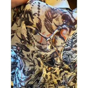 IRO Dress Women Small‎ Ivory Black Chiffon Floral Print Long Sleeve Mini thumbnail 16