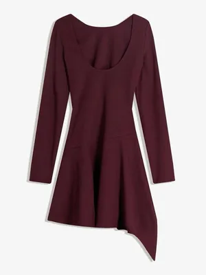 Bershka Asymmetric Long Sleeve Mini Dress With Flared Hem thumbnail 2
