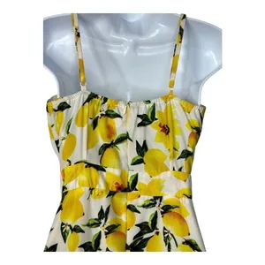 Boohoo‎ Lemon Print Sundress Yellow Fruit Floral Cutout Summer Coquette Vacation thumbnail 10