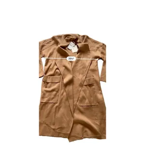By Design Camel Long Open Front Coatigan Cardigan Pockets L M16512M Minimalist thumbnail 5