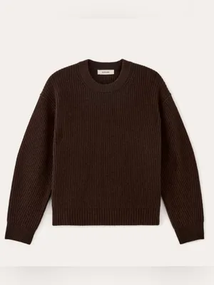 Everlane the Cocoon Crew in Wool Cashmere size XL Americano Brown thumbnail 2
