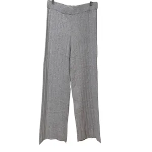 CBR Grey Ribbed Knit Two Piece Set Off Shoulder Top Wide Leg Pants XL DL2582 thumbnail 5