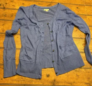 Aerie Womens Size Medium Blue Long Sleeve Cardigan Pockets Buttons TINY FLAW‎ thumbnail 1