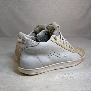 P448 Thea Mid White Cream Leather Platform High Top Sneakers EU 40 thumbnail 7