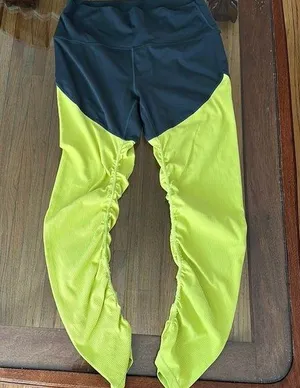 ZYIA Neon Yellow Parallel Luxe High Rise 7/8 ruched inner leggings thumbnail 1