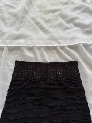 Y2K True Vintage 579 black Ruffle Mini Skirt with Sparkle Waistband thumbnail 2