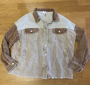 Entro Colorblock Raw Hem Minimalist Coastal Cowgirl Western Corduroy Shacket thumbnail 1
