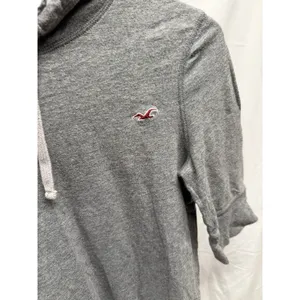 Hollister‎ Original Y2K Grey Hooded Half Sleeve Pullover Jersey Casual Top Sz M thumbnail 3