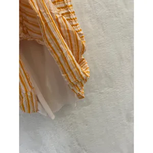 Altar'd State Yellow‎ White Striped Mini Dress Sleeveless Button Detail Large thumbnail 6