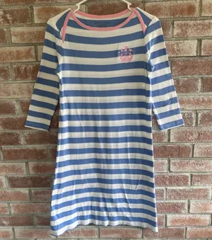 Ralph Lauren Striped Dress Embroidered Logo Women’s Small Blue White Preppy thumbnail 1