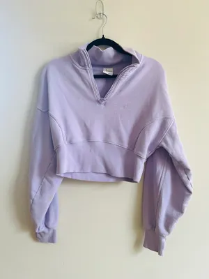 Aerie Cropped Purple Sweatshirt thumbnail 1
