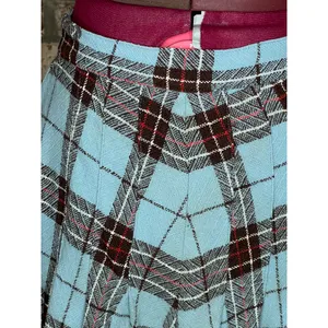 skirt plaid A-line blue brown red metal zipper 1950s thumbnail 3