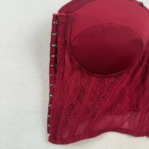 Windsor Lace‎ Corset Top Womens Small Burgundy Hook Eye Bustier Y2K thumbnail 7