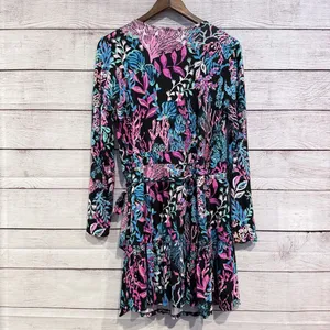 NWOT Lilly Pulitzer Multicolor Floral Wrap Romper - Pink, Blue, Teal! Size Large thumbnail 4