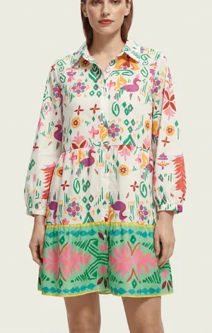 SHOP THE MINT All I Want White Abstract Tiered Dress size XL thumbnail 1