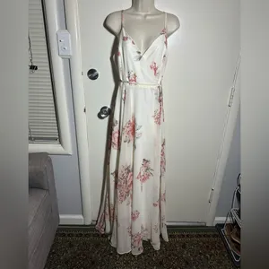 Lulu's White and Pink Floral Maxi Dress thumbnail 7