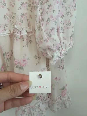 Ultra Flirt NWT Pink Floral Tiered Ruffle Mini Dress Women's M 🌿 thumbnail 4
