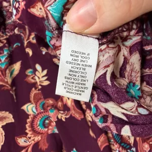 Cato Boho Floral Peasant Bell‎ Sleeve Blouse Size 22/24W Burgundy Lightweight thumbnail 7