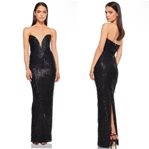 NWT‎ Nookie Karma Strapless Black Sequin Gown XS thumbnail 5