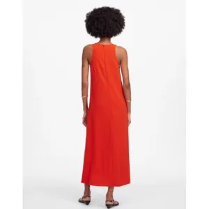 Madewell Dress Small Sleeveless‎ Scoop Neck Midi Bright Orange Relaxed NU577 thumbnail 3