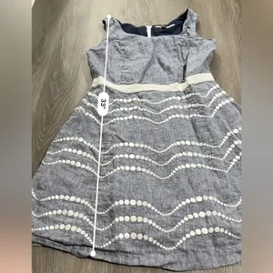 Boden Summer‎ Fun Denim Blue & White Embroidered Sleeveless Mini Dress Size 10 thumbnail 9