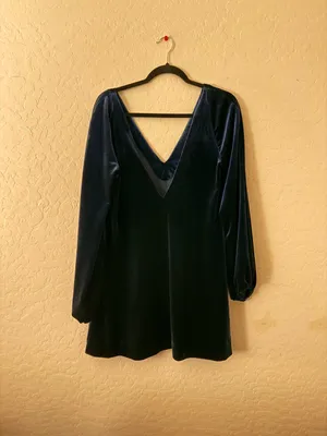 Free People Dress Velvet Mini Long Sleeve thumbnail 6