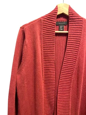 Tahari Patch Pocket Cardigan Sweater Burgundy Size XL Coastal Preppy Minimalist thumbnail 8