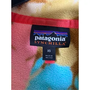 Patagonia Synchilla Brown Feather Dance Snap-T Pullover Women’s size XS thumbnail 3