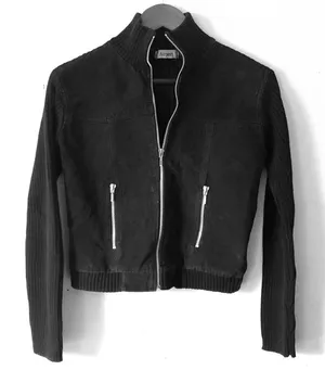 Vintage Airport Jacket Womens Small Leather Fabric Y2K Grunge Whimsigoth Retro thumbnail 1