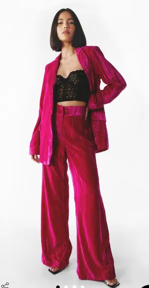 Nasty Gal Pink Velvet Suit Set thumbnail 1