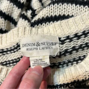 Denim & Supply Ralph Lauren Open Knit Cotton Striped Crewneck Sweater XL Preppy thumbnail 7