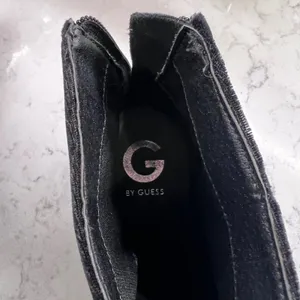 G by GUESS Womens Black Velvet Rhinestone Studded Block Heel Ankle Boots 7.5M thumbnail 10