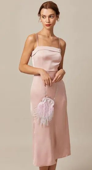 RIHOAS The Pink Bodycon Satin Cami Midi Dress 77 thumbnail 3