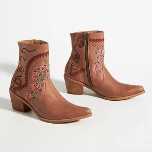 Anthropologie Marco Delli Embroidered Leather Western Boot Size 36 Floral Cowboy thumbnail 2