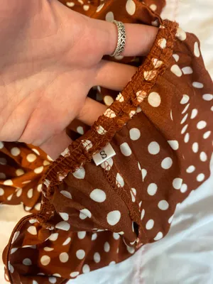 polka dot halter neck romper play suit in burnt orange thumbnail 6