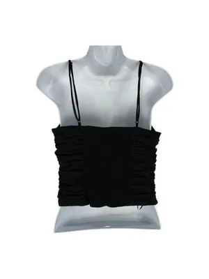 Zara Womens Black Ruched Camisole Tank Top With Adjustable Straps Size Small thumbnail 3