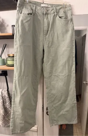 Altar'd State Wide Leg Pants in Sage Green thumbnail 1